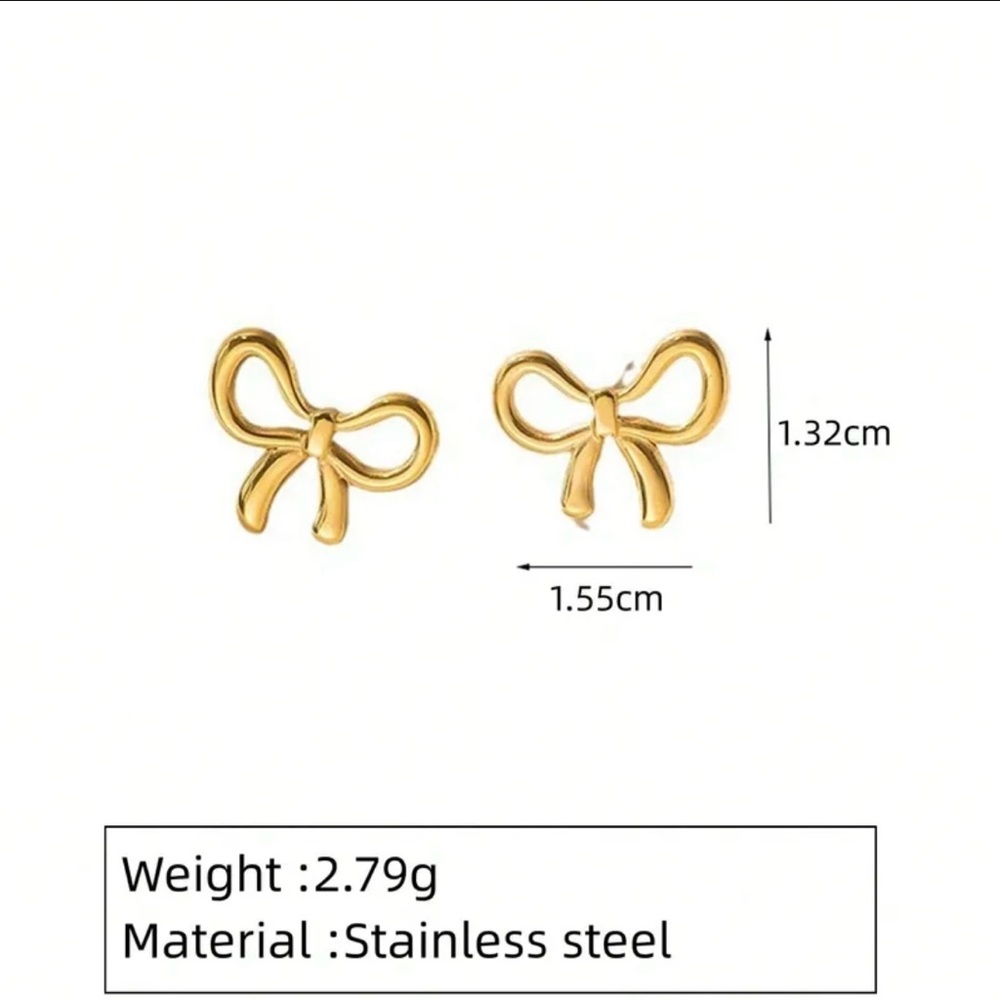 Gold Bow knot Stainless Steel Earrings